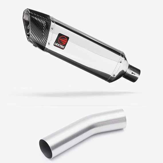 Lextek Stainless Steel Polished SP4 300mm Exhaust with Link Pipe compatible with Kawasaki ZX-10R Ninja (08-10)