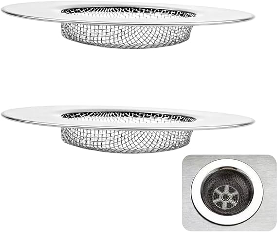 2 Pcs Kitchen Sink Strainer, Stainless Steel Sink Drain Strainer, 7.5 cm Drain Filter Strainer, Bathroom Sink Stopper, Hair Catcher, for Kitchen Sink, Bathroom, Bathtub, Wash Basin