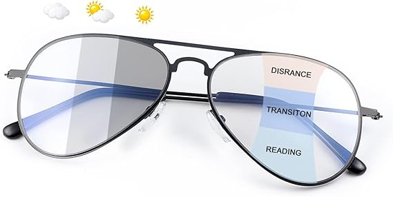 Photochromic Progressive Multifocus Reading Glasses UV400 Sun Readers Anti Blue Light Eyewear Sunglasses for Men Women