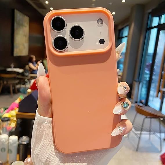 iPhone 17 Pro Max ile Uyumlu İçi Kadife Lansman Silikon Kılıf – Kamera Korumalı, Darbe Emici, Premium Yumuşak Kapak turuncu