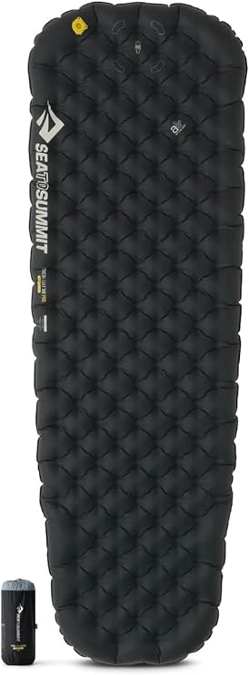 SEA TO SUMMIT - Ether Light XR Pro Insulated Air Sleeping Mat Large - ThermalCore Insulation - XPRESS Valve - Stuff Sack & Pillow Lock - Ultra Compact - 4 Season - For Backpacking - Black - 720g