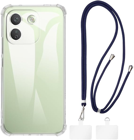 Redmi Note 17 Pro+ Globalと互換性があるケース＆ランヤード - クリア+ブルー