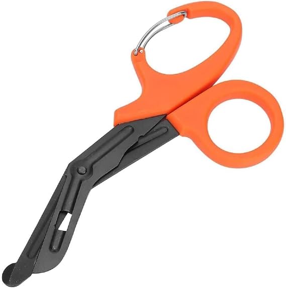 Modern Orange Medical Scissors, Titanium Tuff Cut, Black Coated, 3.6" x 7.2", 60g
