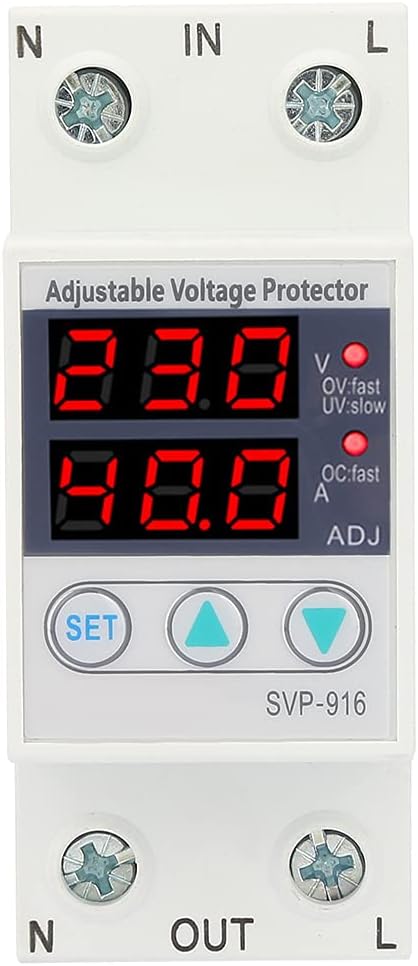 Adjustable Over Voltage Protector Under Voltage Protector 230V 40A Auto Recovery Delay Reset Home Electrical Safety Device Circuit Breaker Voltage Protection for Household Power Supply