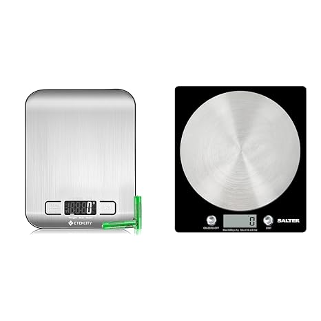 Etekcity Digital Kitchen Scales, Premium Stainless Steel Food Scales, Professional Food Weighing & Salter 1036 BKSSDR Electronic Kitchen Scale – Digital Baking Scale with 5kg Capacity