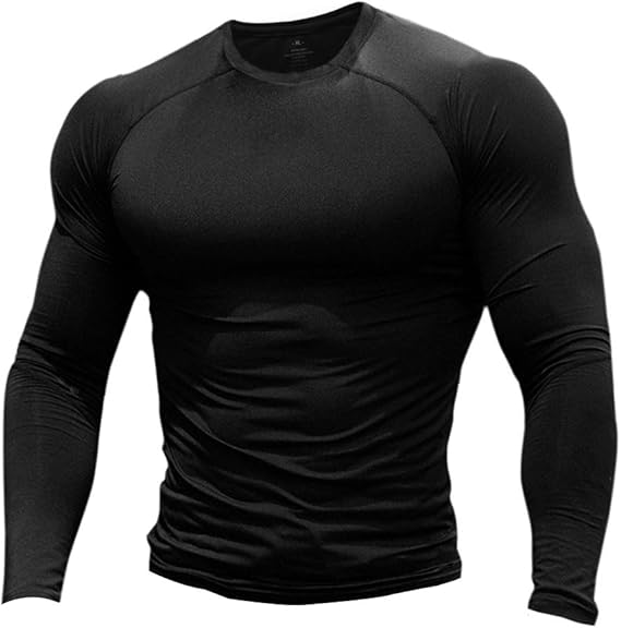 Muscle Alive Men Skinny Tight Compression Base Layer Short Sleeve T Shirt Bodybuilding Tops Polyester and Spandex