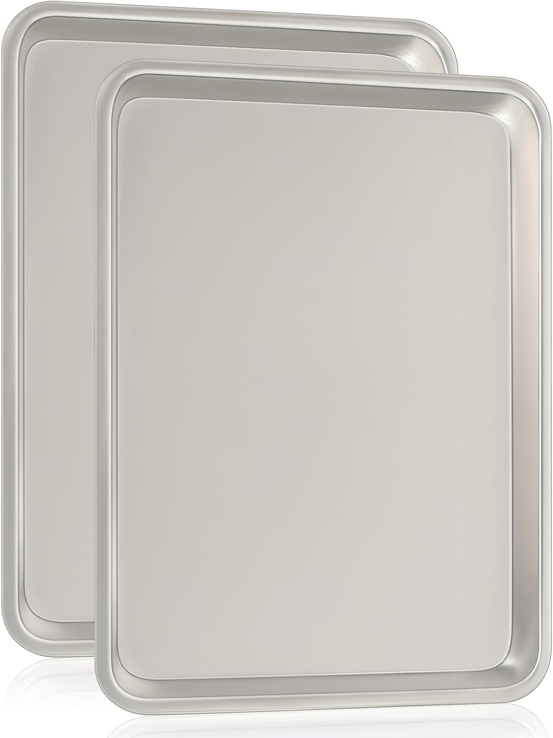 Commercial Quality Baking Sheet Pan Set, Natural Aluminum Cookie Sheet, Umite Chef Warp Resistant Nonstick Baker's Quarter Sheet Pan, Thick Cookie Tray Pans for Baking, Roasting2 Pack,13  9.5inch