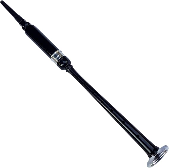 Practice Chanter for Bagpipes with Reeds | Beginner & Advanced Practice Instrument | 3 Colors Available for Learners & Musicians (Black Silver Black Tip)