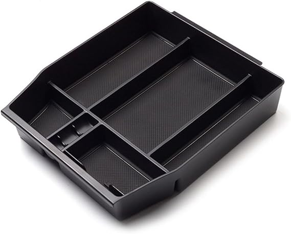 Center Console Storage Box Organiser Compatible With For Ford F-150 2015-2021 And Raptor Models, Black Plastic
