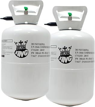 Disposable Helium Gas Canisters - Helium Balloon Gas UK Filled Helium Cylinder for Party Balloons Pack of 2, Small Canister