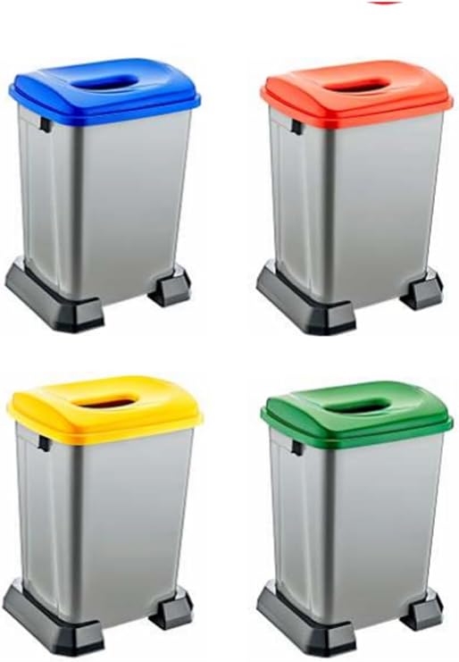Geri Dönüşüm Kutusu Kağıt Atık Plastik Atık Cam ve Sıfır Atık Kutuları 4 lü Set 50 Lt Çok Renkli