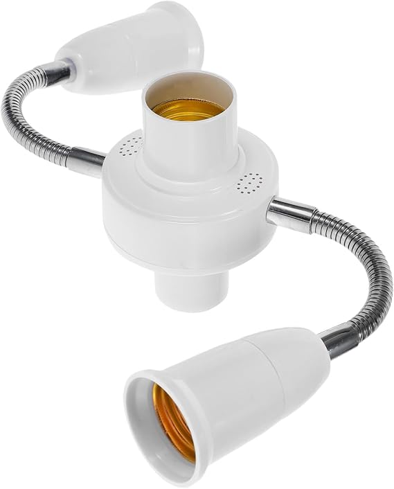 Healeved Adjustable Light Socket Splitter with Flexible Hose, E27 Single Head to Three Heads, Plastic Material, Meets Safety Standards, for Home and Office Lighting