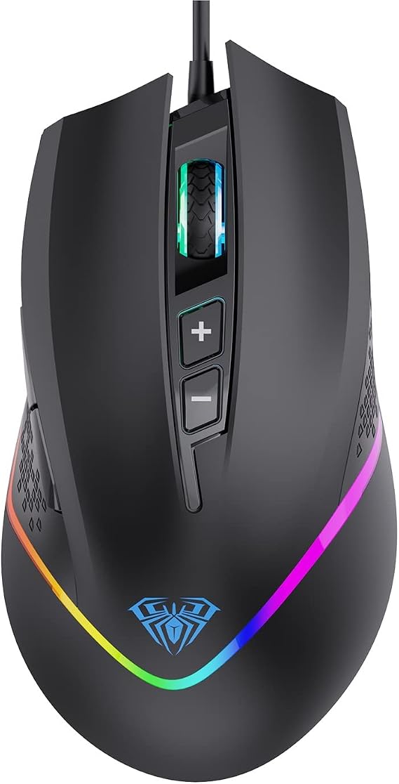 Aula F805 6400DPI RGB 7 Tuşlu Makro Optik Oyuncu Mouse, Siyah