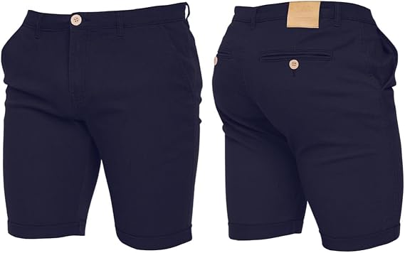 Crosshatch Mens Stretch Slim Fit Chino Shorts with Pockets for Summer, Holiday, Golf by Jeanbase