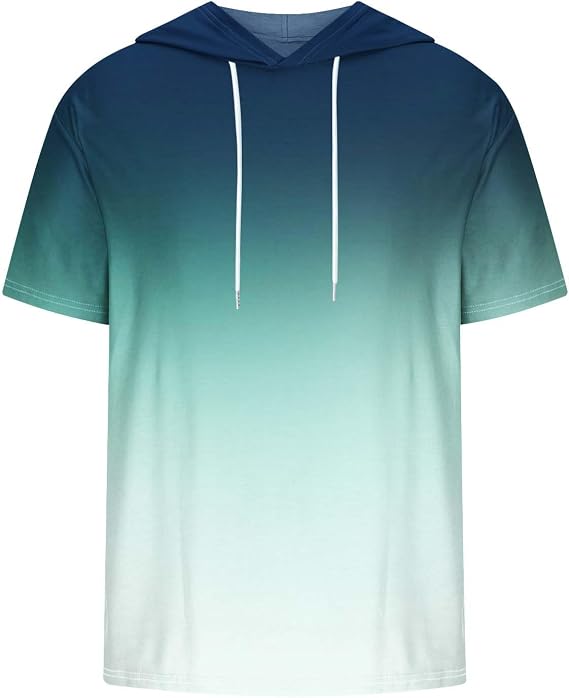 Men's Short Sleeve Hooded Pullover Tops Casual Loose Fit T-Shirts Men Plus Size Fashion Regular Fit Tees