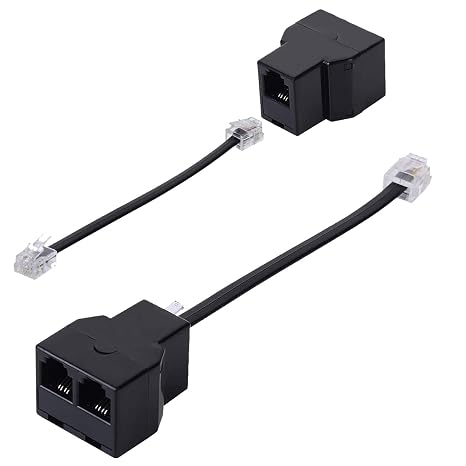 RJ11 Splitter 1 Female to 2 Female Telephone Line Adapter with Cable