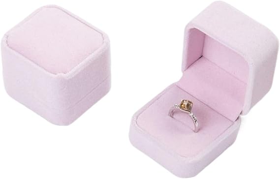Ring Box Velvet Heart Shaped Ring Box Earrings Jewelry Packaging Gift Box Proposal Engagement Wedding Ring Box Jewelry Counter Display Jewellery Box(Purple)
