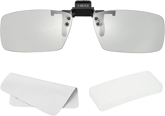 Meccanixity 偏光クリップオン3dメガネ、パッシブスクエア3dビューングメガネフレーム、ガラスケースとメガネクロス付き 最大映画/劇場/ゲーム/テレビ用 メタルクリップ