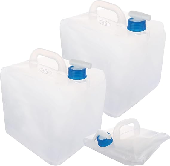 ASelected 2 Pcs Collapsible Water Container 10L Water Container with Faucet Portable Camping Water Containers for Sport, Hiking, Camping, Picnic White