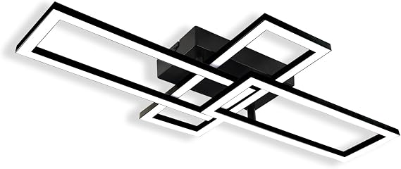 Modern LED Ceiling Light 2ft/62cm, 24W 4000K Black Adjustable Rectangular [Energy Class E]