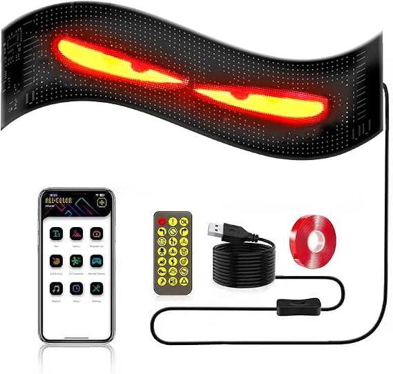 Devil Eyes Light for Trucks and Cars, 1PCS Full Color Dynamic Flexible LED Programmable Display,DIY Programmable Devil Eyes with App Control Remote, for Car,Party, 12 * 59.5cm/4.7 * 23.4in [Energy Class A+++]