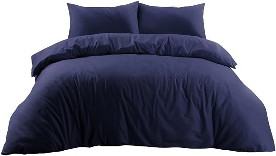 100% polyCotton Bedding Duvet Cover Sets. (Double, Navy)