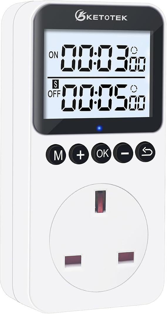 KETOTEK KTTS02 Digital Plug in Timer Socket Infinite Cycle Timer Switch