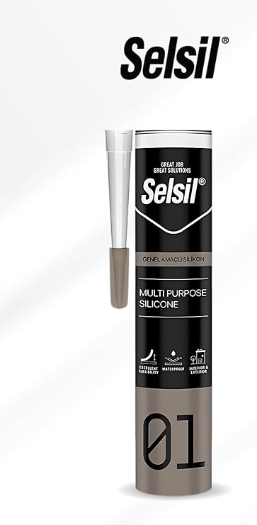 Selsil 280GR Şeffaf Silikon Mastik, Su Geçirmez Yapıştırıcı ve Dolgu, Esnek Sızdırmazlık