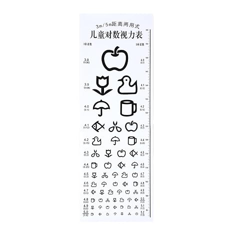 Mobestech Snellen Eye Chart Wall Hanging Visual Acuity Test Chart with Red Green Signs for Children Kids Eye Exams at Home Kindergarten and Clinic 29.53 X 9.84 in