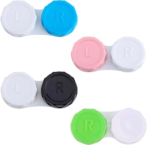4 Pcs Contact Lens Care Cases Sets Portable Contact Lens Travel Kit Case Holder Boxes Mini Storage Containers with L and R Caps for Home Travel Business Outdoor Daily Use