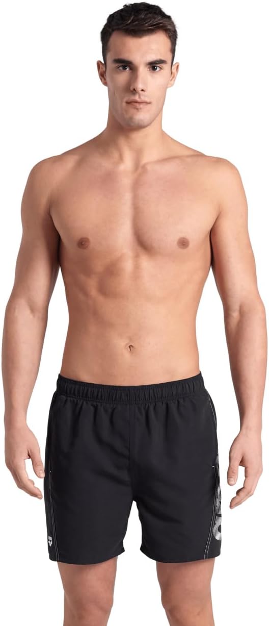 Arena Fundamentals Logo Boxer Men's Swimwear for Beach and Pool, Swimwear Made of Soft Recycled Fabric with Quick Drying, Beach Boxer with Internal Mesh Briefs