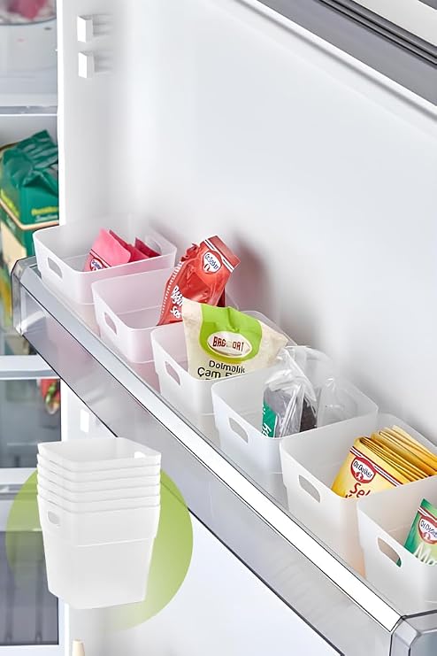 Mithra Life 6 Adet Şeffaf Buzdolabı Kapak İçi Düzenleyici ve Banyo Organizer, Çok Amaçlı Mutfak Çekmece Düzenleyici Seti, MIT1103