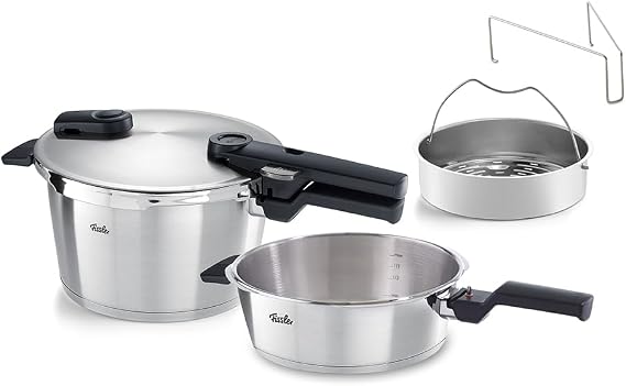 Fissler Vitaquick Premium Düdüklü Tencere Set 4,5+2,5 Litre Buharlama Aparatlı