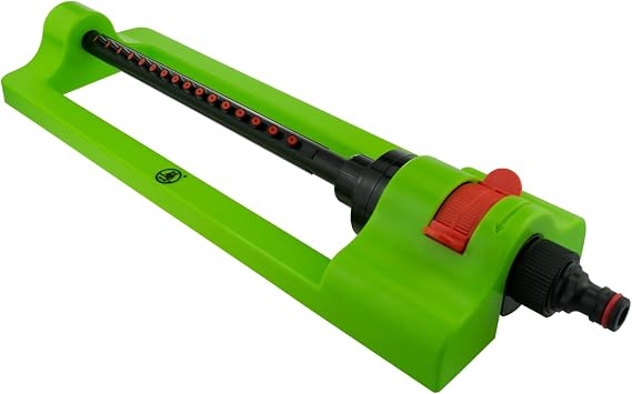 GARDENIX Precision Garden Oscillating Bar Sprinkler with Adjustable Range and Quick-Connect Hose System - 16 Nozzles - Watering for Garden Lawn Grass - Green