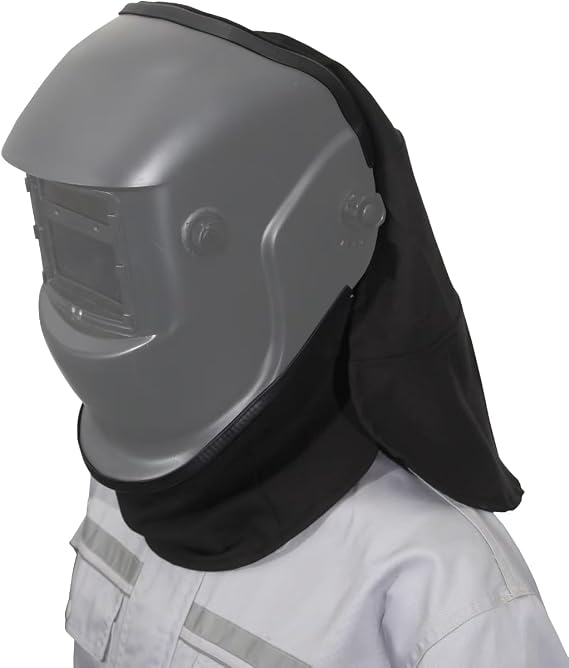 2 Piece Welding Helmet FR Cotton Front Bib & Rear Extended Hood Set with Press-in Seal, Full Protection, Fits Most Welding Helmets, Compatible with Lincoln Welding Helmet and Most Welding Helmets