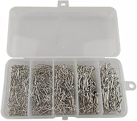HiUmi 260pcs/box Hooked Snaps Stainless Steel Sea Fishing Tackle Hook Lure Connector Fishing Swivel Safety Snap Pin Pesca