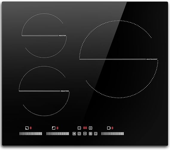 Built-in 60 cm induction hob 3 plates independent control hob