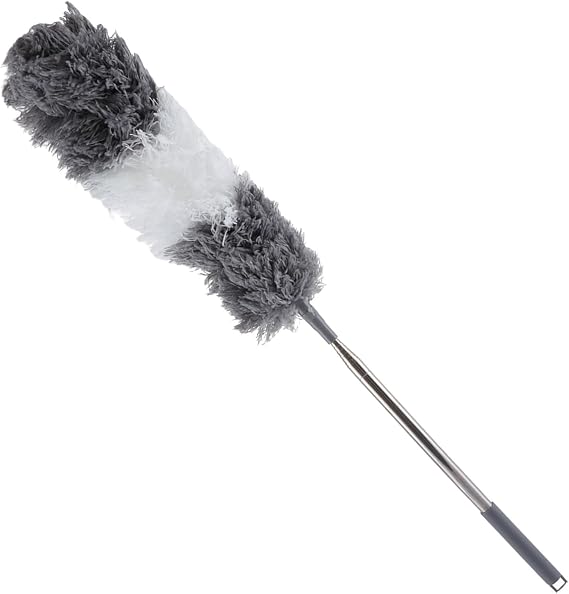 ASelected Extendable Microfiber Duster Duster With 108" Telescoping Extension Pole No Scratch To Ceiling Washable Hand Duster For Cleaning High Ceiling Fans Blinds Cobweb Cars Gray [Energy Class A]