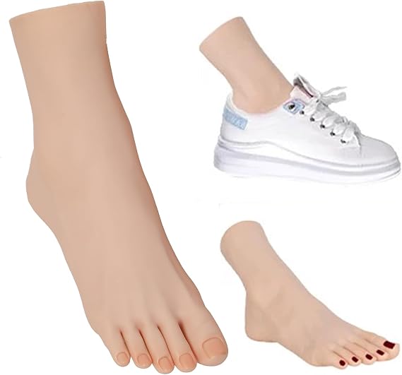Practice Foot Model Soft Silicone Flexible Bendable Model Manicure Tool Fake Nail Foot for Nail Tips Art Training for Home Salon DIY (Right)