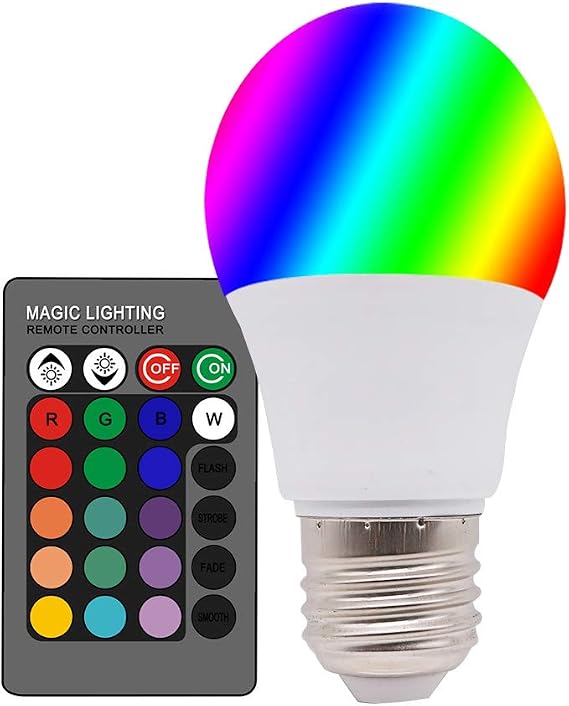Mengjay Light Bulb with Remote Control Colour Changing Light Bulb LED Light Dimmable RGB2700K Bulb 5W 220V E27 RGB LED Light Bulb - Double Storage -12 Colours - (1 Pack) [Energy Class F]