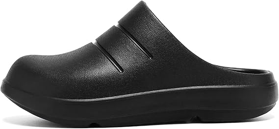 Men Sliders Closed Toe Rubber Slippers Couples Chef Shoes Garden Beach Thick Soles Kitchen Restaurant(Black,240)