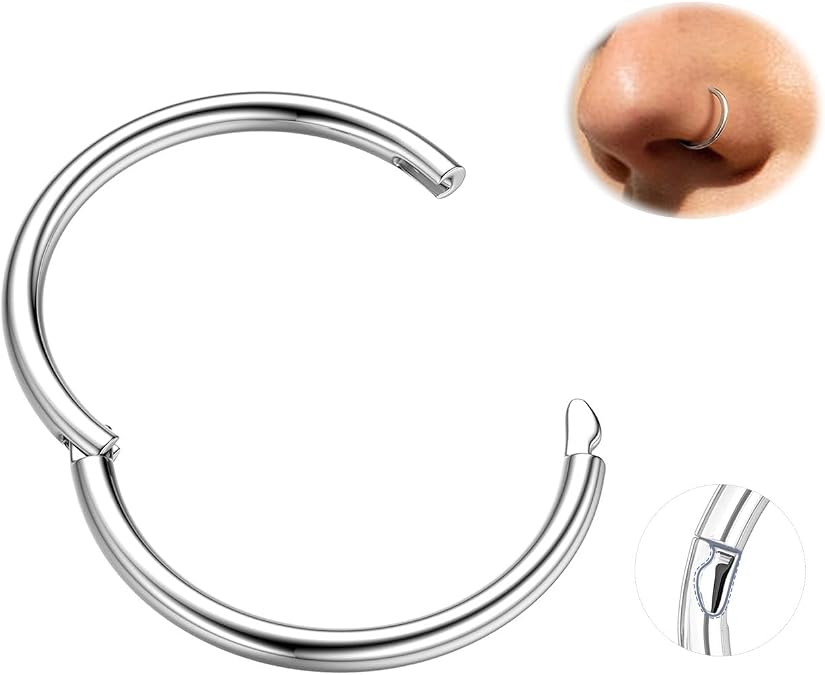 G23 Titanium 16/18G Nose Ring Hoop Lip Septum Helix Piercing Jewellery