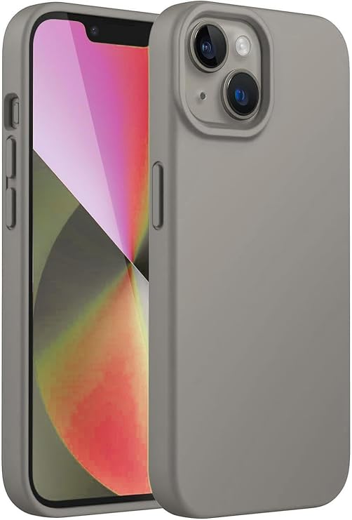 GGM GİYİM & AKSESUAR Apple iPhone 13/14 ile Uyumlu İçi Kadife Dışı Mat Yapıya Sahip Koruma Sağlayan Lansman Silikon Kılıf (Taş)