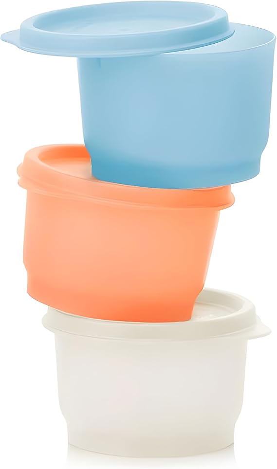 Tupperware SET (3) Buzdolabı Uno 120 ml Renkli Turuncu Beyaz Mavi Kutu Stok Saklama Kabı Julchen