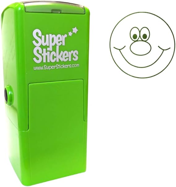 SuperStickers Smiley Face Pre-Inked Stamper in Green, 28mm