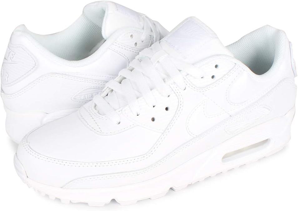 Nike Air Max 90 Air Max 90 Leather Men's CZ5594-100 White White 10.4 inches 26.5 cm