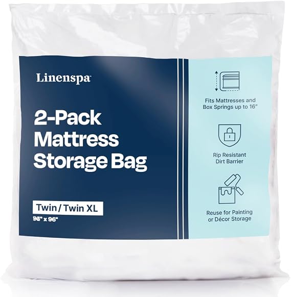 Linenspa Mattress Bag - 2 Pack King/Cal King Mattress Bag for Moving and Storage - Mattress Protection - King/Cal King Mattress Storage Bag – Mattress Storage bag King/Cal King