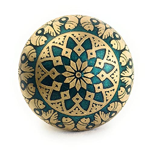 Set of 6 Brass Fish Knobs - Turquoise by French Furniture Fittings FFF - Kitchen Cabinet Pull knobs, Cupboard, Chest, Furniture, Drawer Handles - Vintage Shabby Chic 36 mm by FFF