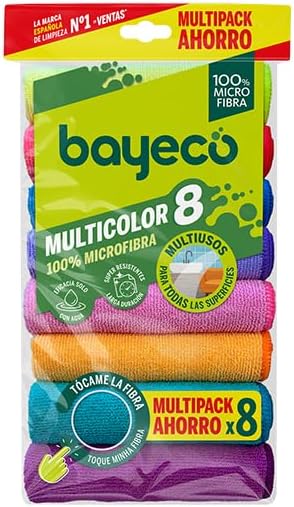 BAYECO Multicoloured 8 Multi-Purpose Microfibre Pack of 8 Units