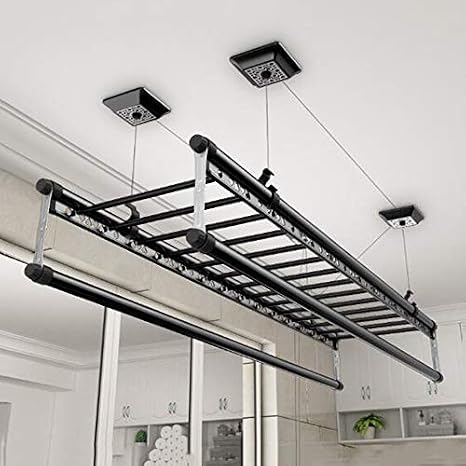 Ceiling Drying Rack with Pulley System - Space-Saving Laundry Solution for Balcony and Home Use